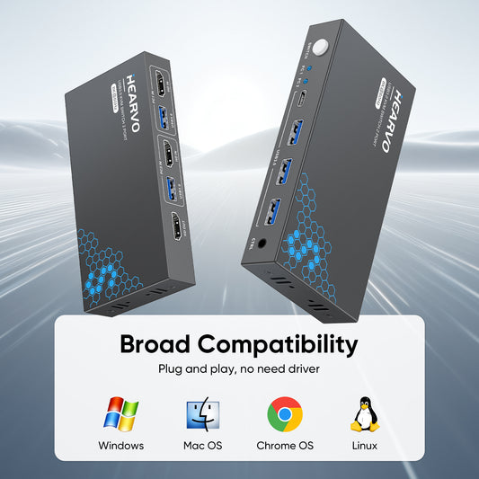 Hearvo USB 3.0 HDMI KVM Switch 1 Monitor 2 Computers, 8K@60Hz KVM Switches for 2 Computers Sharing Monitor Keyboard Mouse Hard Drives Printer,with EDID Adaptive,2*USB Cable and Controller -S7229H